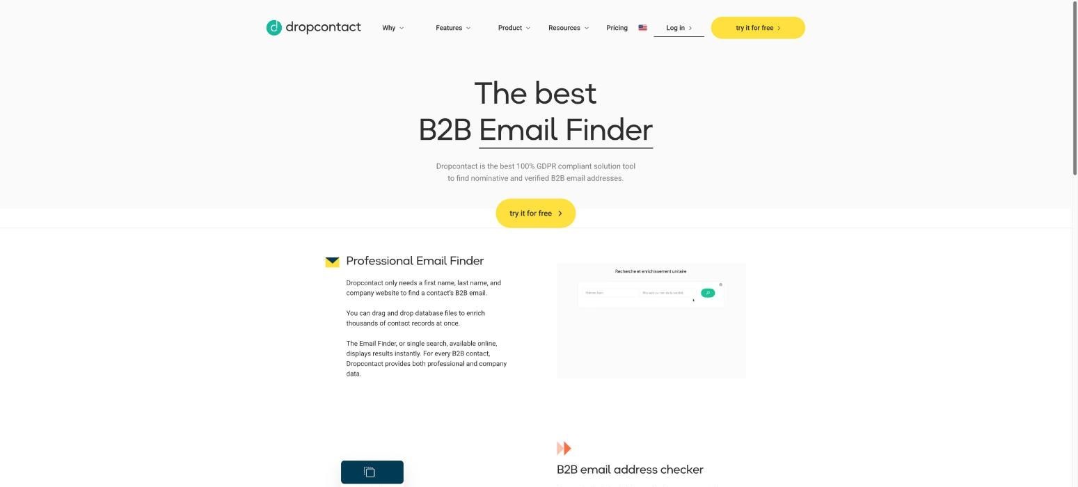 Dropcontact, a FullEnrich alternative, product page