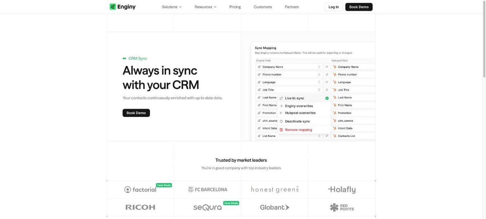 Enginy outbound sales platform product page
