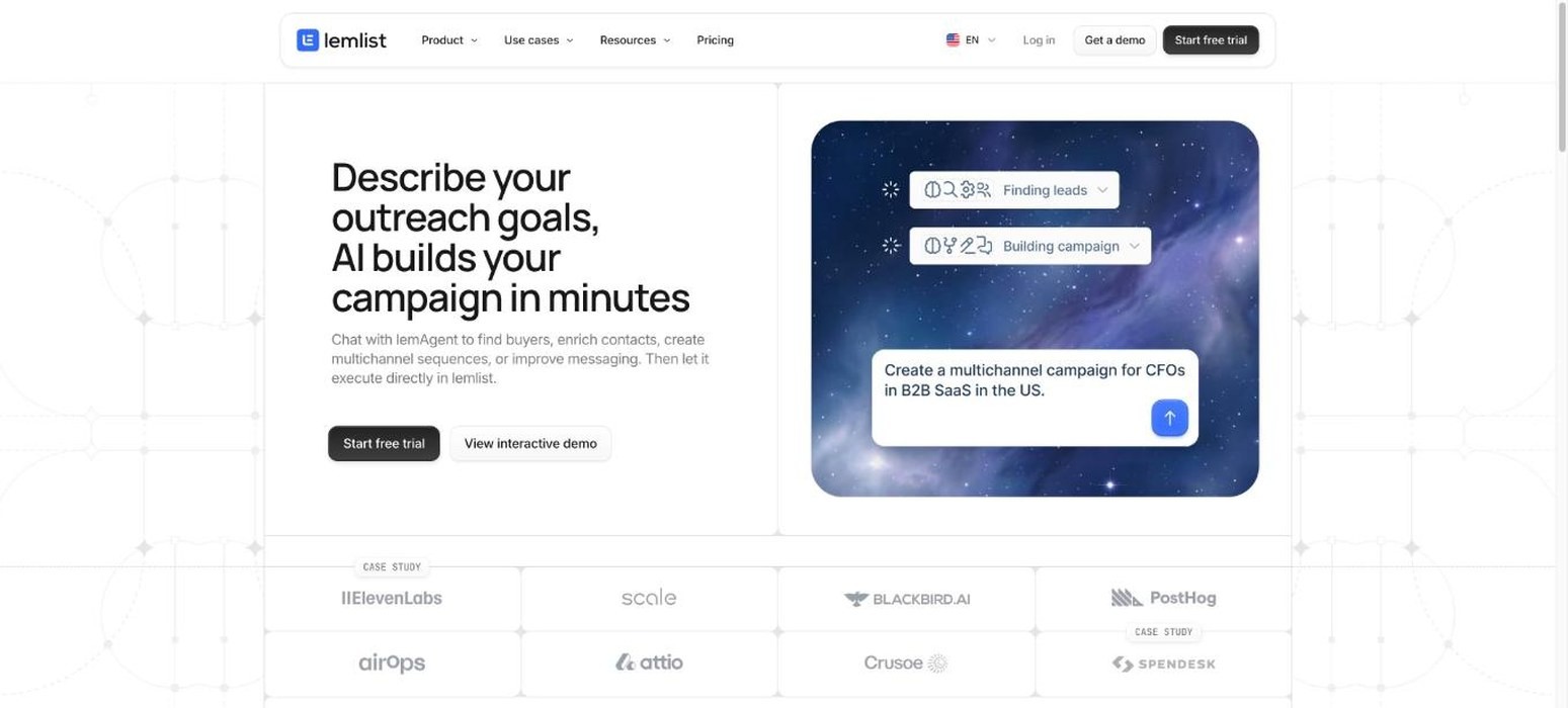 Lemlist outbound sales platform product page