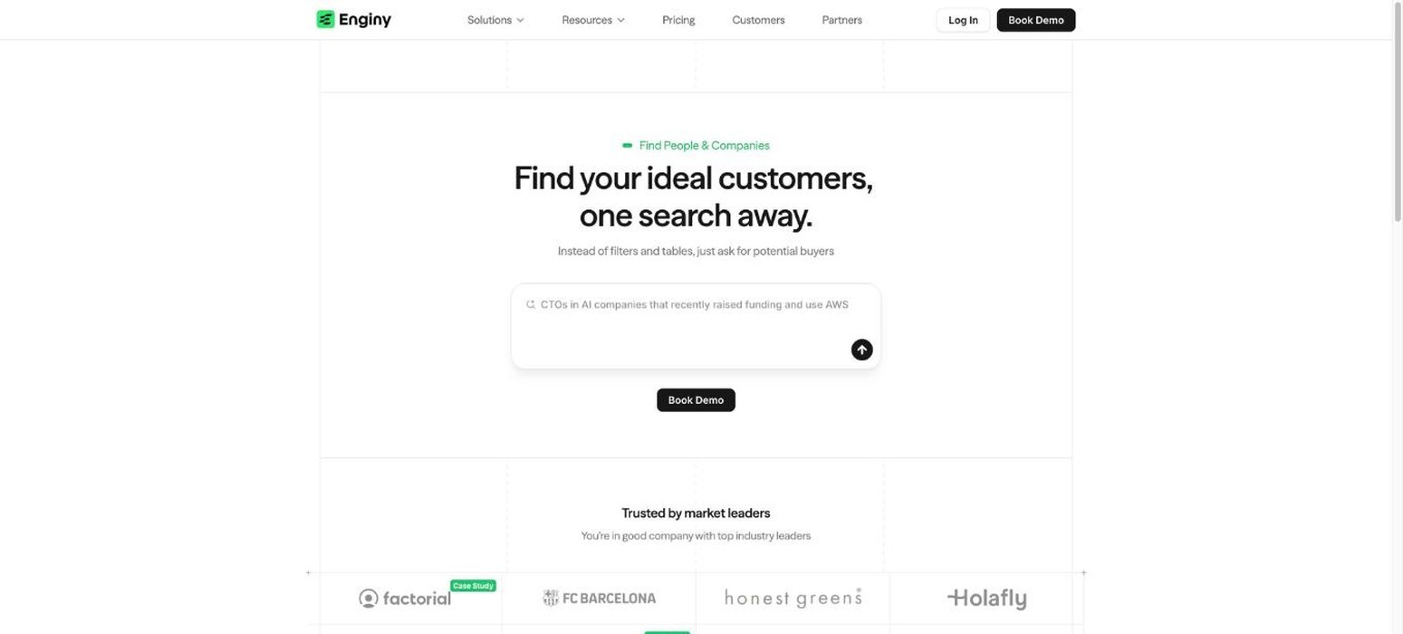 Enginy lead database product page
