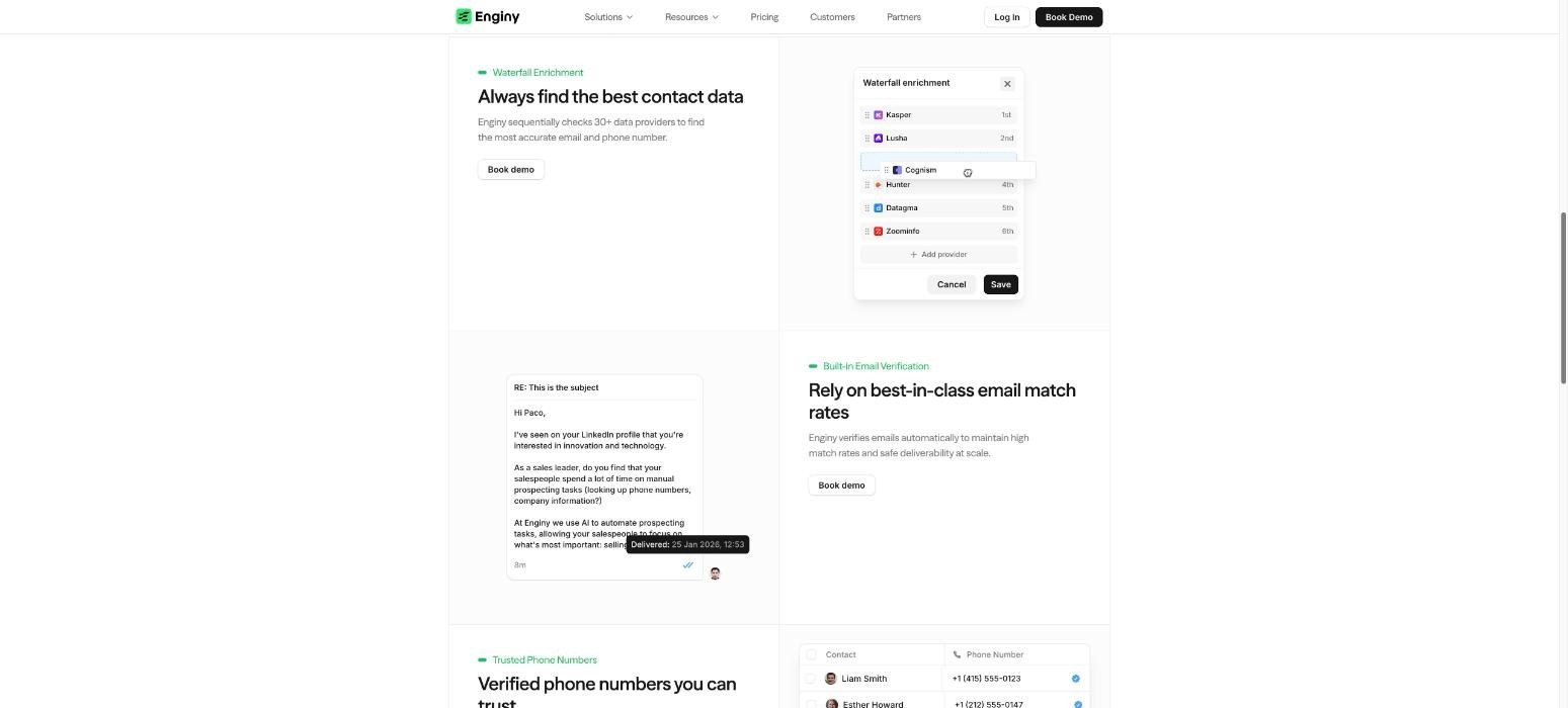 Enginy, a FullEnrich alternative, product page