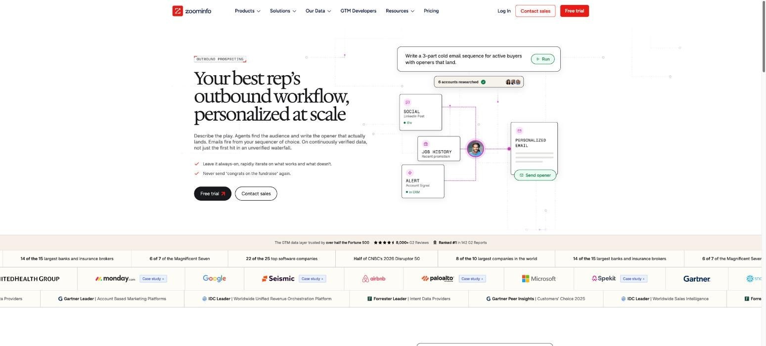 ZoomInfo, a Prospeo alternative, product page