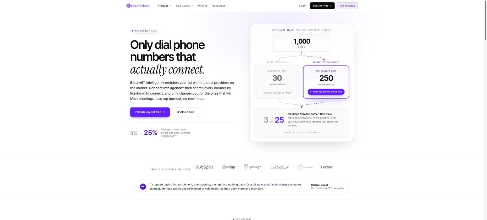 BetterContact, a FullEnrich alternative, product page