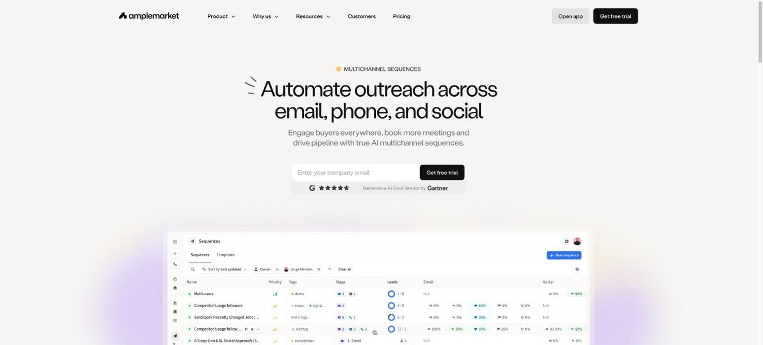 Amplemarket outbound sales platform product page