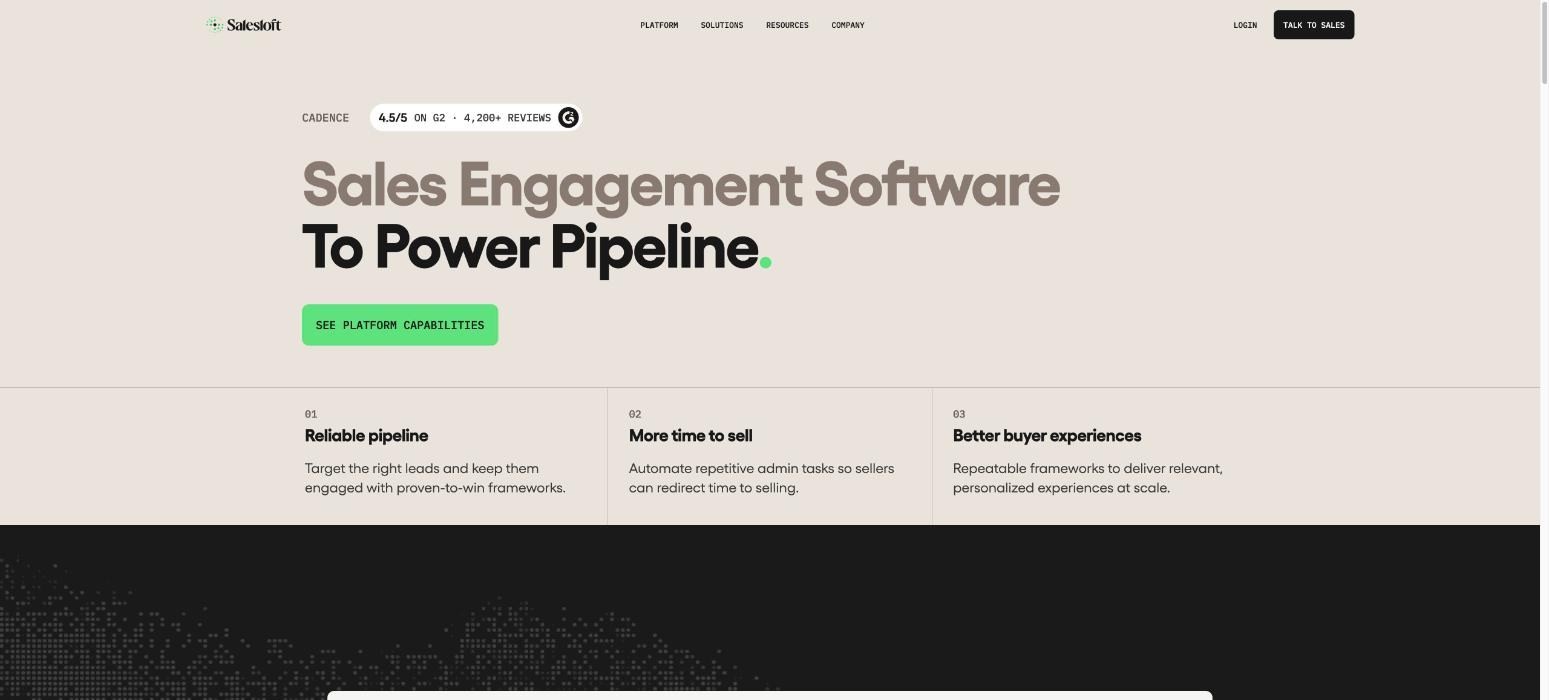 Salesloft personalised outreach tool product page