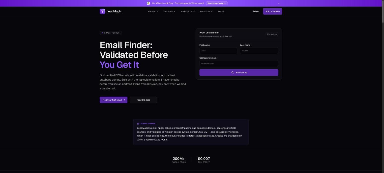 LeadMagic, a FullEnrich alternative, product page