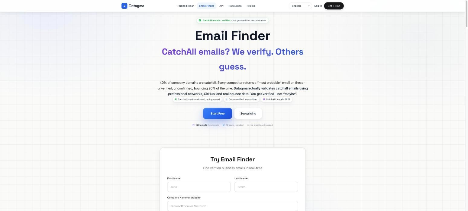Datagma email finder page