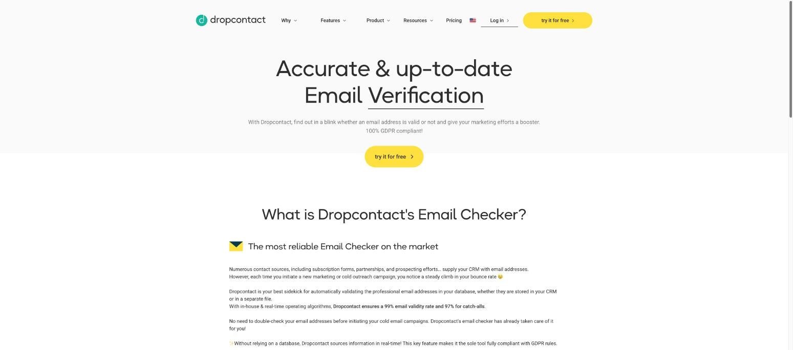 Dropcontact, a Prospeo alternative, product page