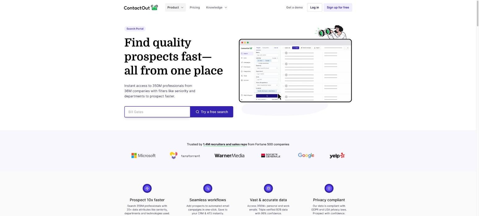 ContactOut, a Prospeo alternative, product page