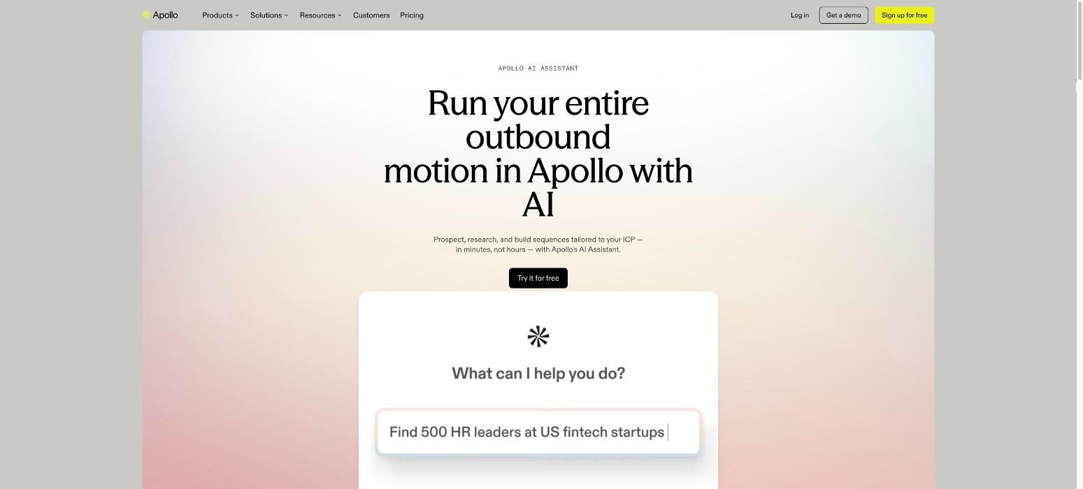 Apollo.io personalised outreach tool product page