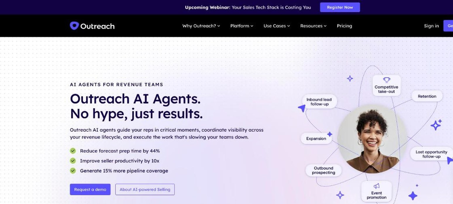 Outreach outbound sales platform product page