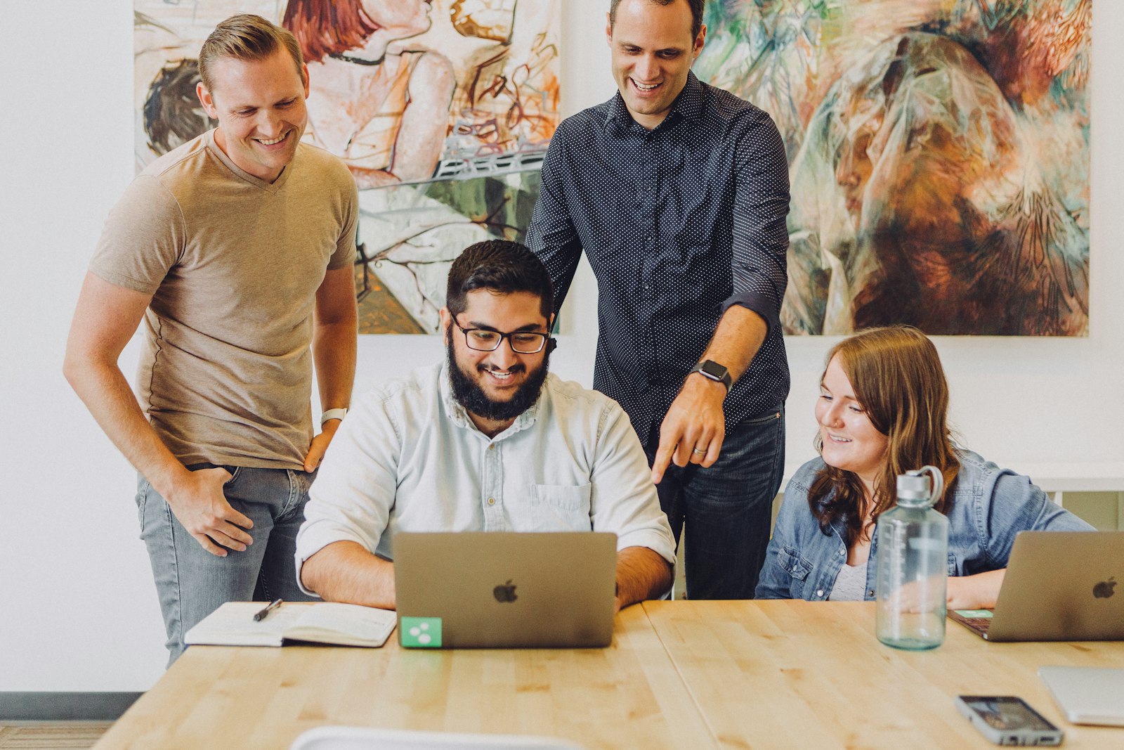 Sales team reviewing prospects from a B2B lead database