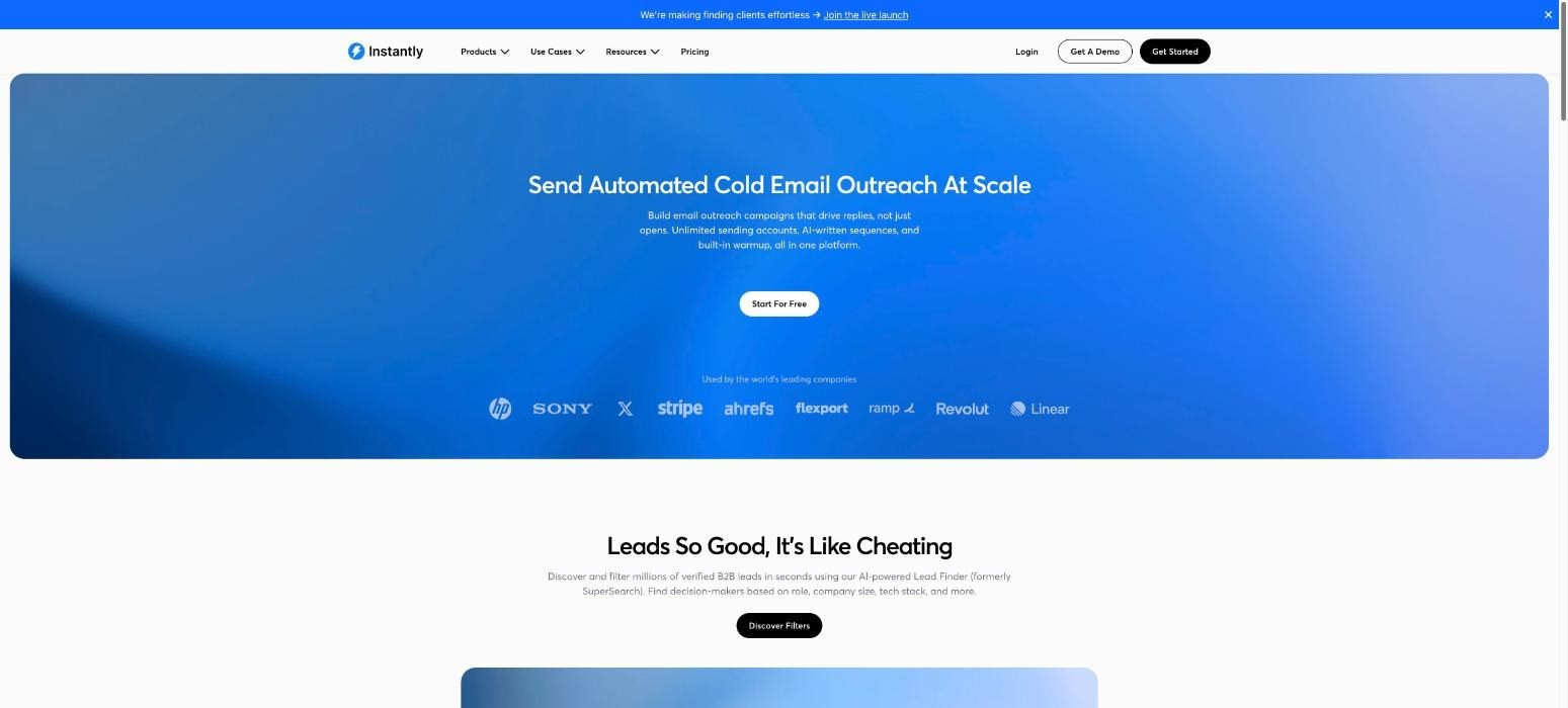 Instantly personalised outreach tool product page